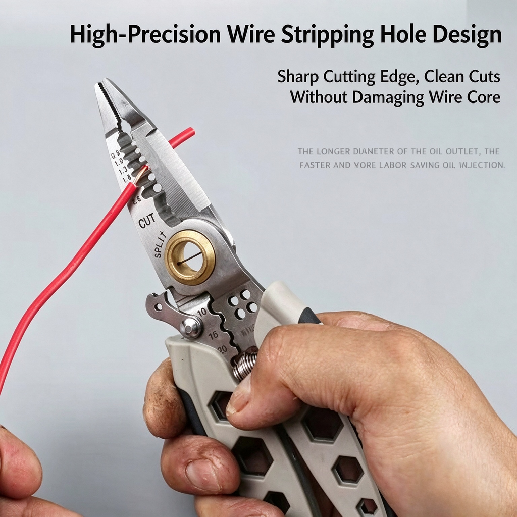 Multifunctional Wire Stripper, 6 in 1 Wire Stripping Pliers with Hex Wrench, Self-Locking Electrician Tool for Wire Stripping, Cutting, Crimping & Separating Wires