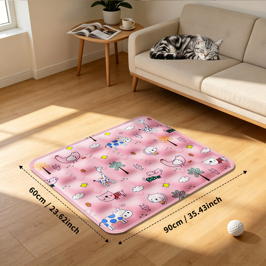 Water-Fill Pet Cooling Mat for Cats & Dogs, Reusable Washable Summer Cooling Pad, Pink, 35.43" x 23.62"