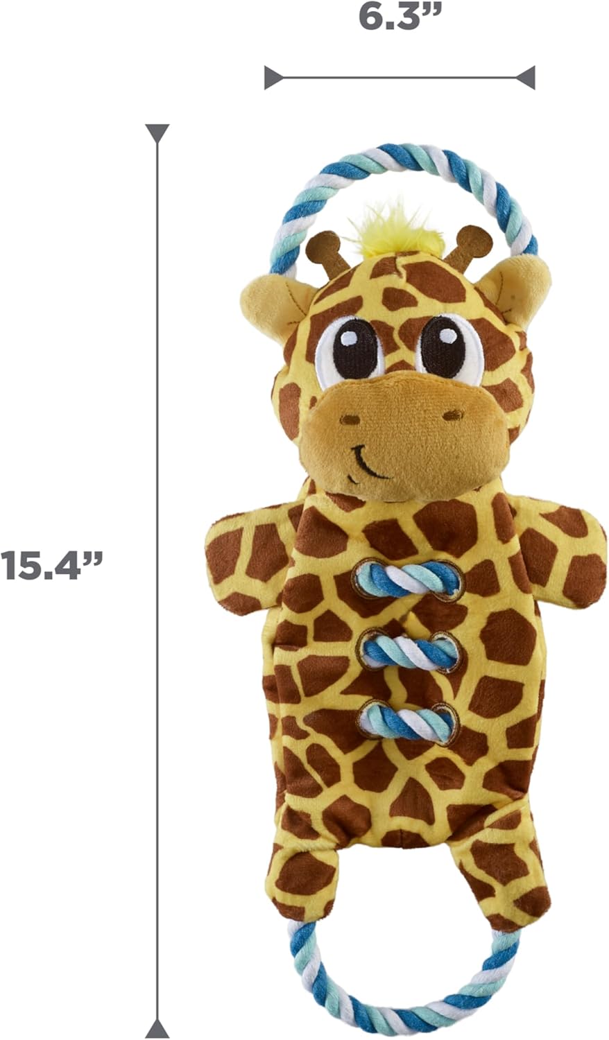 ZippyPaws  Dog Tug Toy for Tugging Squeaky Fun, 15.4 Inch Giraffe, Yellow, Small