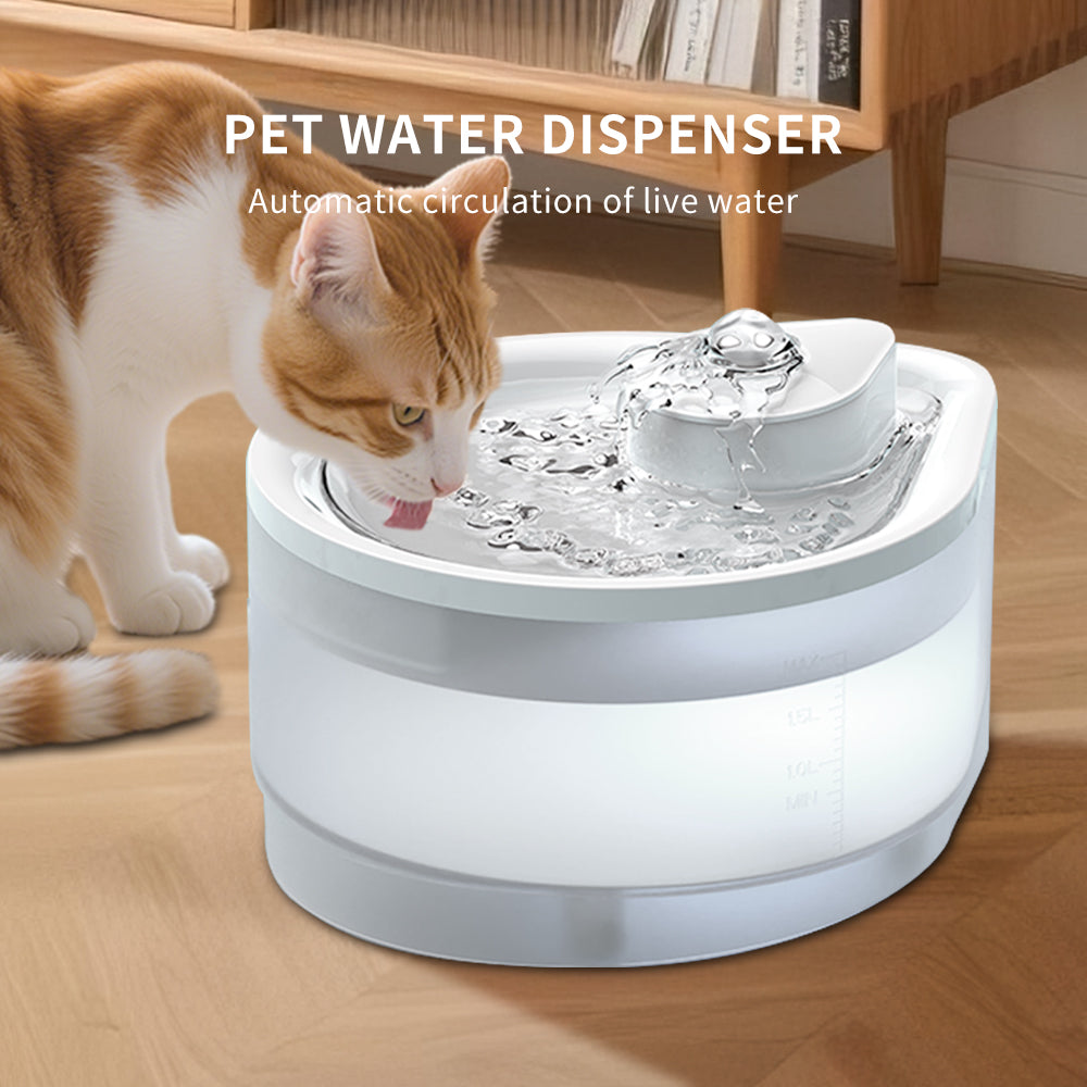 Circulating Cat Water Fountain – Ultra-Quiet Drinking Dispenser with Ripple Basin, Designed to Increase Hydration for Cats & Small Animals (2500ML)