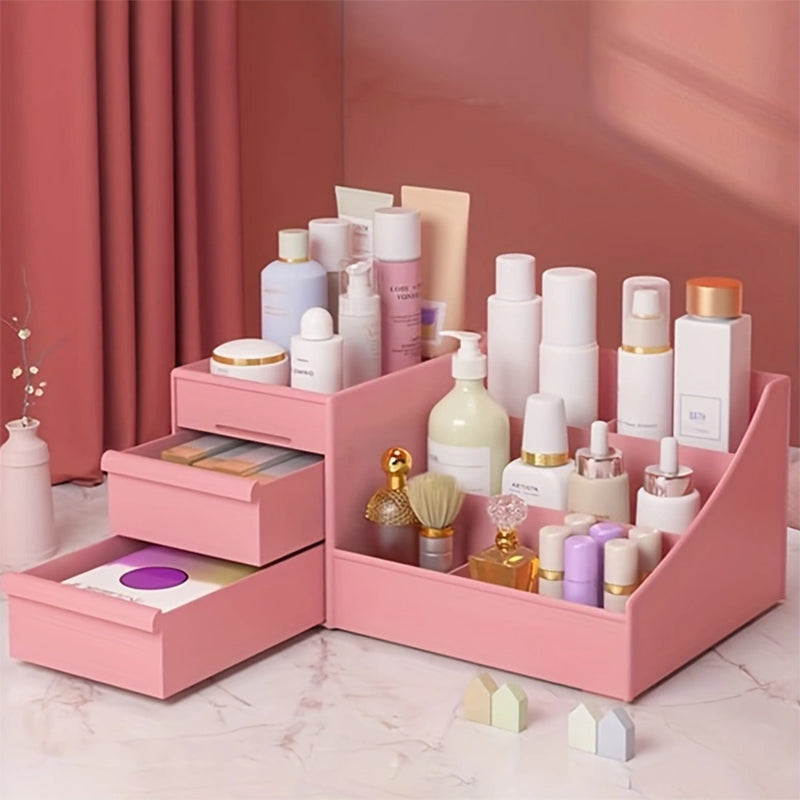 Lightweight Plastic Cosmetic Storage Box Organizer for Makeup, Skincare, Perfume and Beauty Accessories, Convenient Vanity Storage
