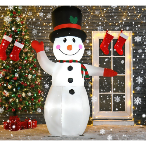 AEELLEEA 8' Inflatable Snowman Christmas Decoration with Built-In LED Lights, Outdoor Yard Holiday Decor