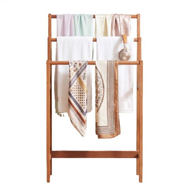 AEELLEEA 3-Tier Wooden Towel Rack, Freestanding Solid Hardwood Towel Holder for Bathroom, Bedroom and Blankets