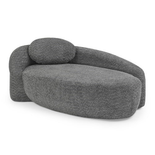 AEELLEEA Gray Upholstered Chaise Lounge Sofa with Pillow, Modern Curved Accent Seating for Living Room