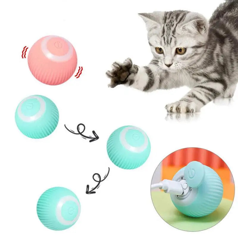 Automatic Rolling Cat Toy Ball, Interactive Smart Motion Activated Pet Play Ball for Indoor Cats & Kittens