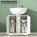 White Under Sink Bathroom Cabinet, Pedestal Vanity Storage Cabinet with Double Doors, Bathroom Organizer for Wash Basin