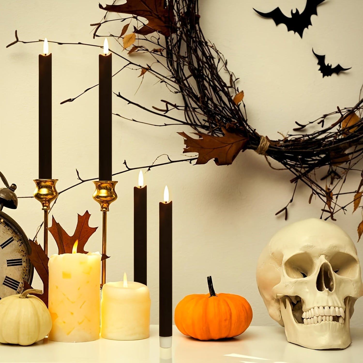 6-Pack Black Flameless Taper Candles with Remote (Batteries Not Included) - Perfect for Home Decor & Holiday Ambiance