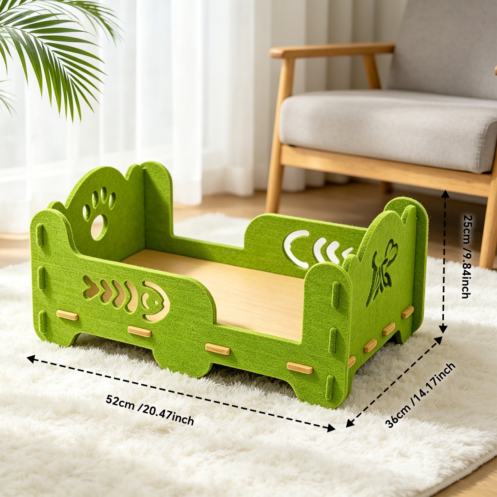 Easy Assemble Single Tier Felt Kitten Bed Elevated Cat Lounge Furniture Protection Breathable Indoor Pet Rest House