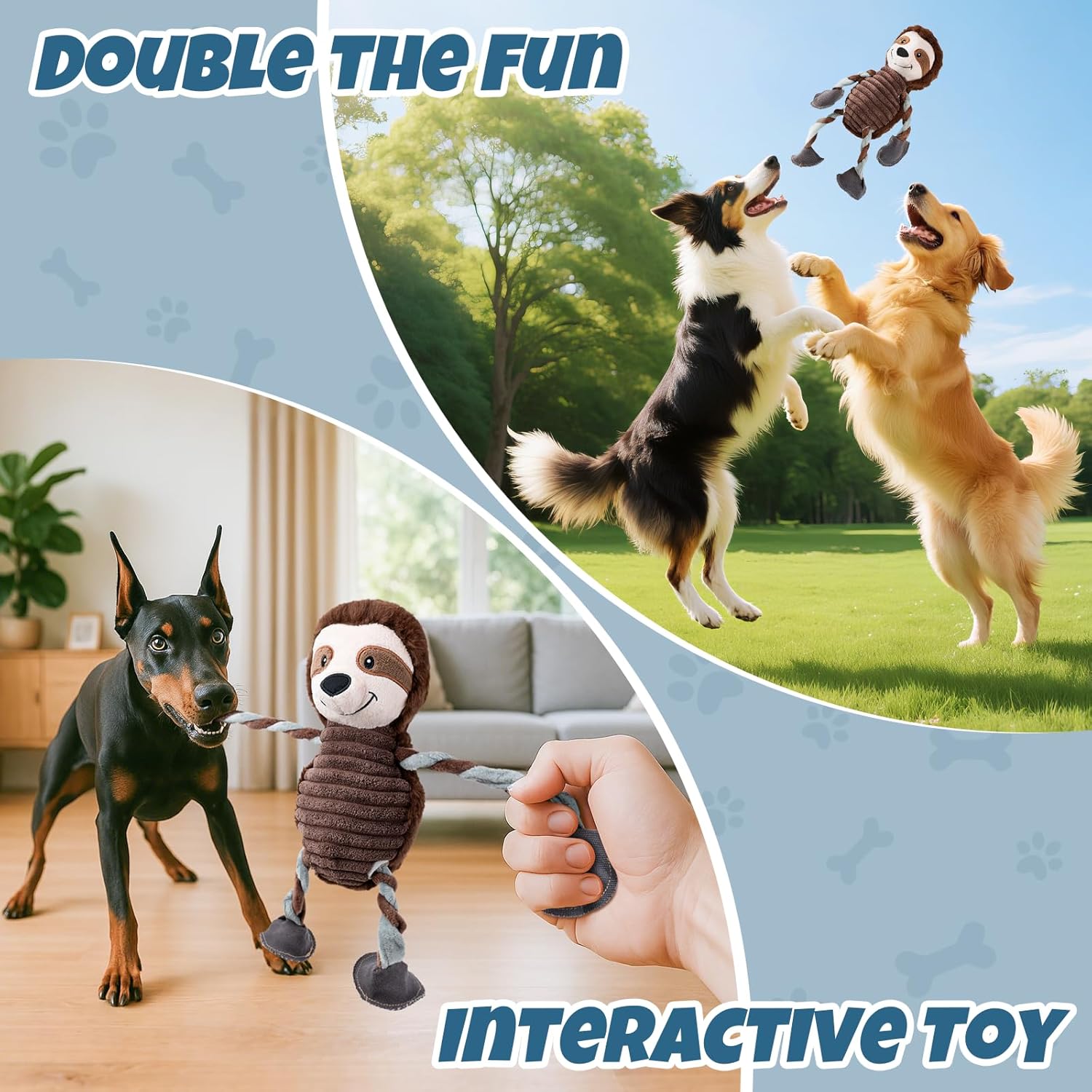 ZippyPaws Dog Toy Plush Dog Chew Toy with 5 Squeakers, Interactive and Durable Pet Toy for Chewing and Playing