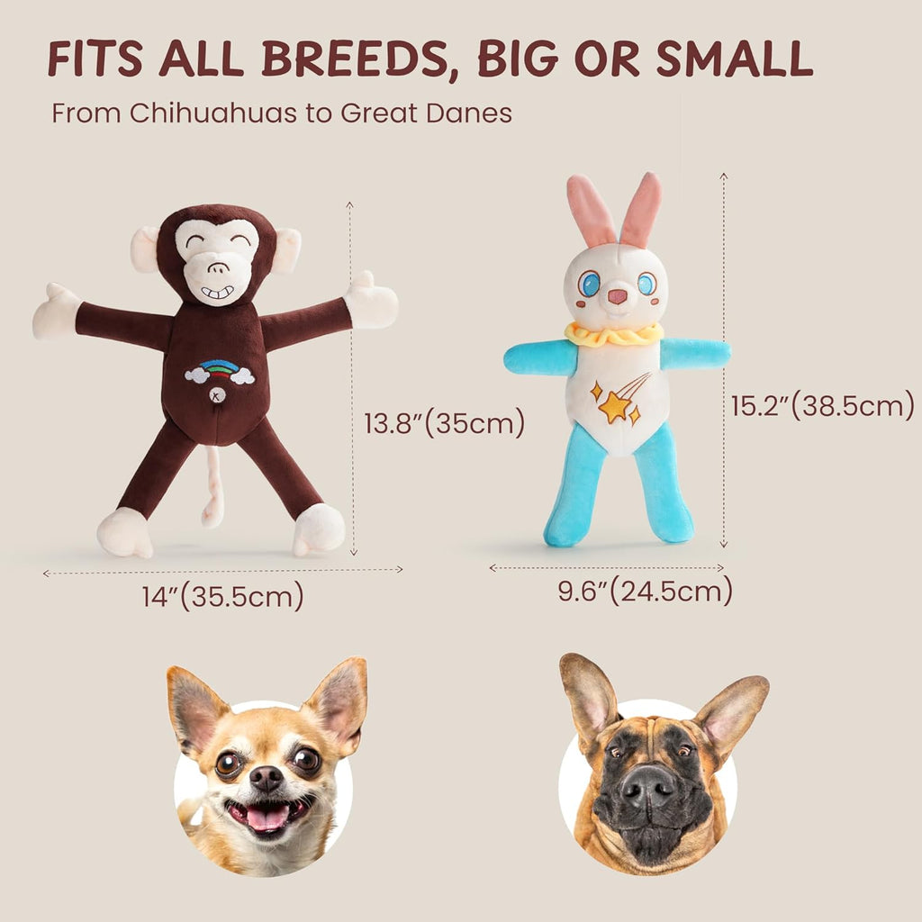 ZippyPawst Dog Toys with Squeaker & Crinkle - Interactive Stuffed Plush Toy to Keep Dogs Busy, Pet Puzzle Enrichment Chew Toys for Small Medium Large Breeds