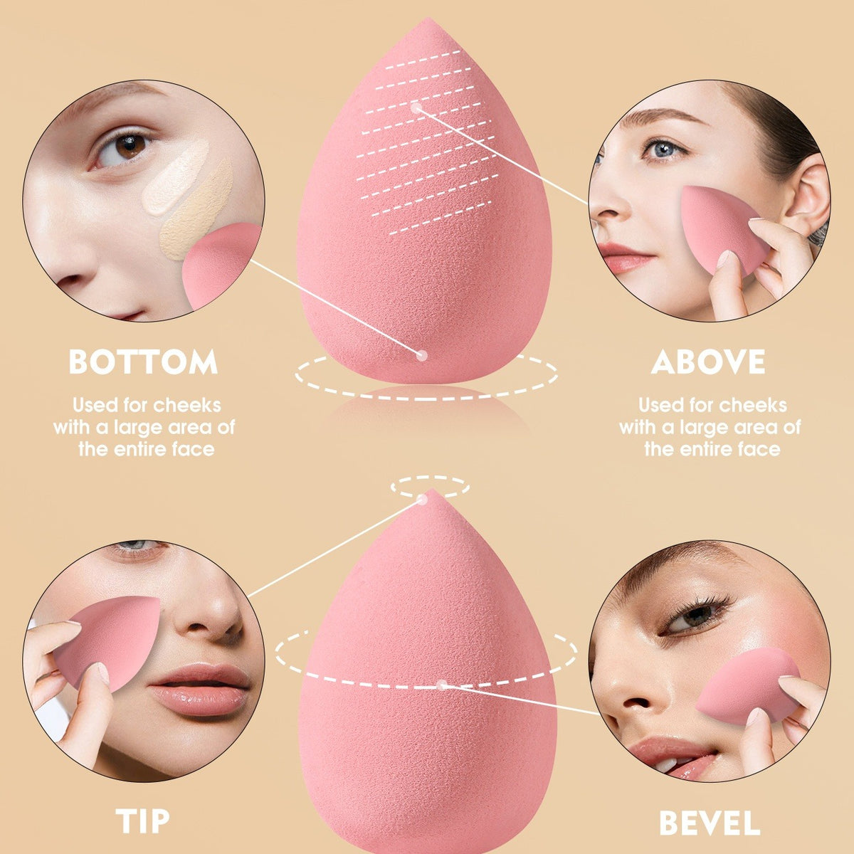 12Pcs Pink Makeup Tool Set, Beauty Blenders, Powder Puffs, Bow Headband, Multi-Size Cosmetic Applicator Kit for Beginners