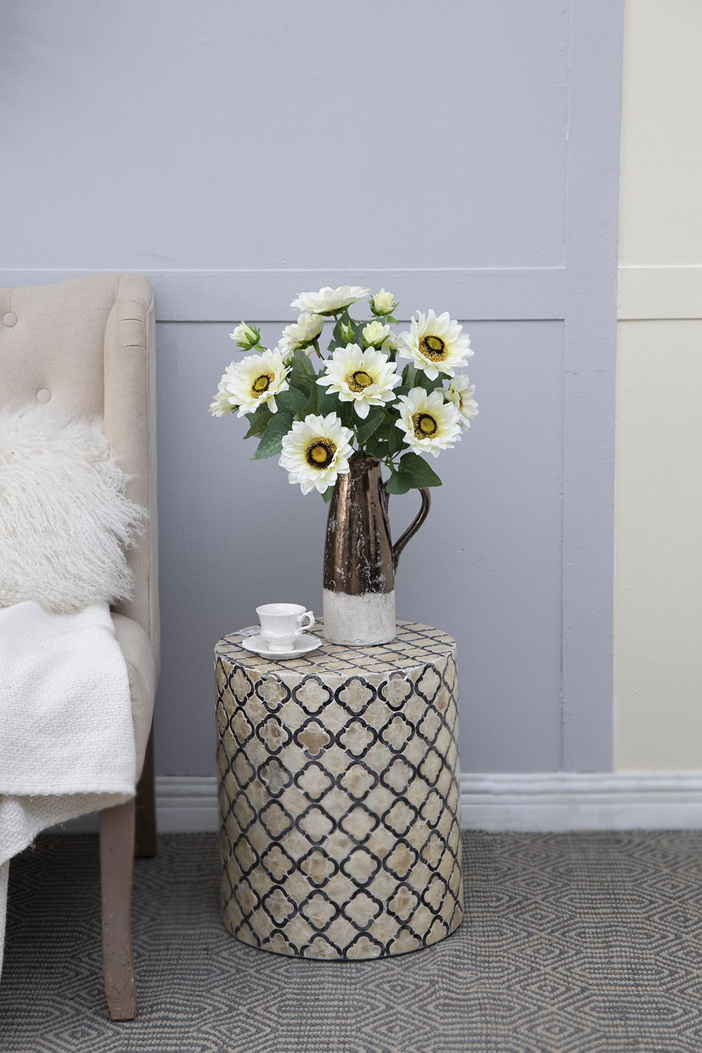 10.2 x 11 x 18.9"H Artificial Cream Sunflower BushX9, 4 Pack