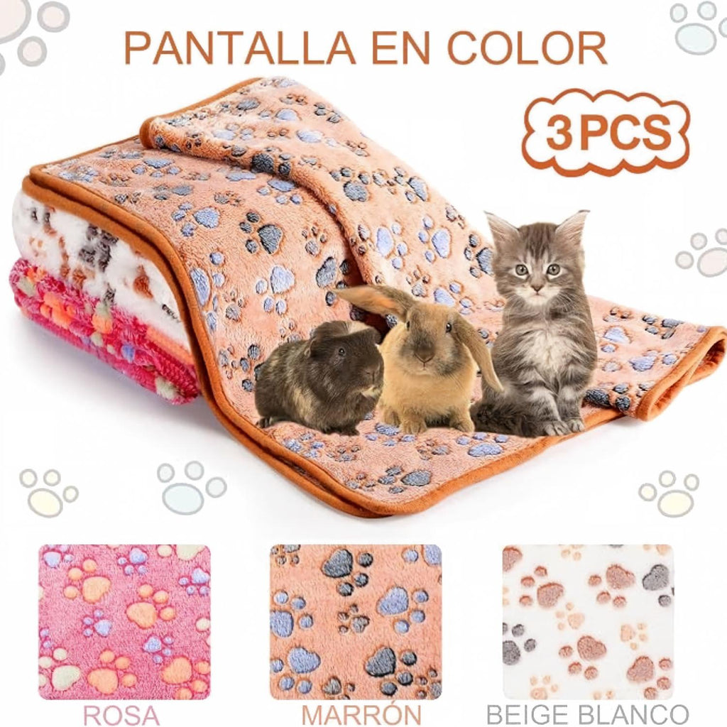3 Pack Cat and Dog Blanket Soft & Warm Fleece Flannel Sleep Mat, Great Pet Throw for Puppy, Cats, Small, Medium & Large Dogs