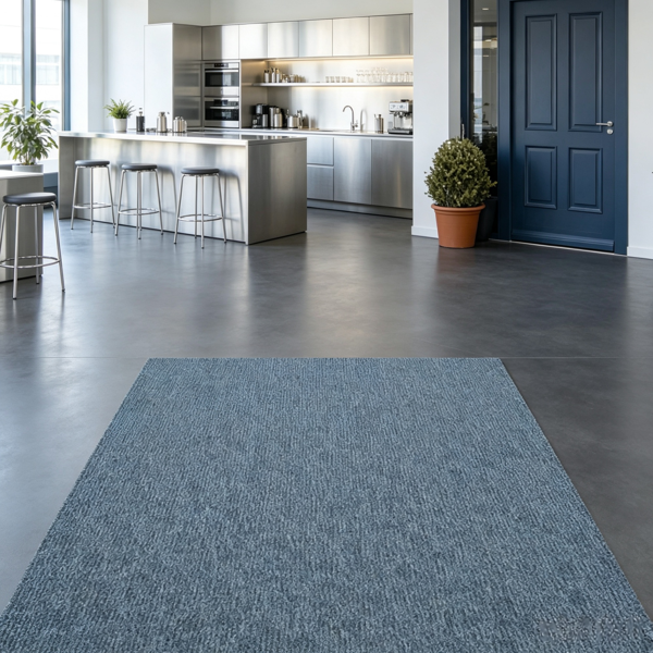 AEELLEEA Blue Area Rug, 6 x 13 ft Textured Floor Rug for RV, Trailer, Kitchen and Indoor Spaces