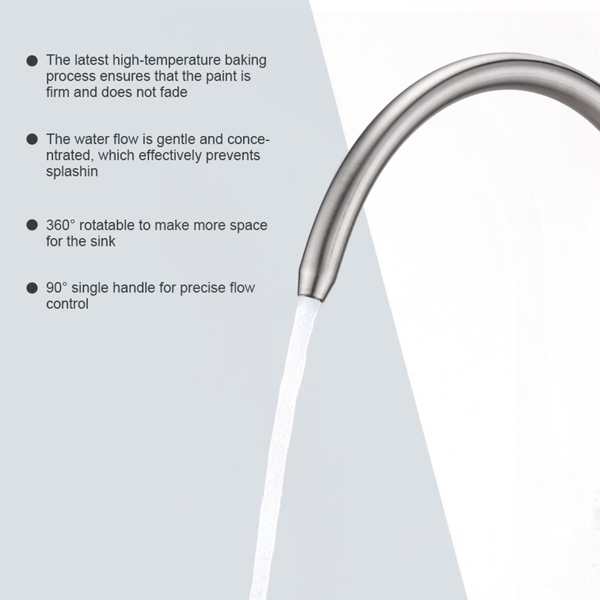 AEELLEEA Drinking Water Faucet, SUS304 Stainless Steel RO Faucet with 360° Swivel Gooseneck Spout, Single Handle, Brushed Nickel