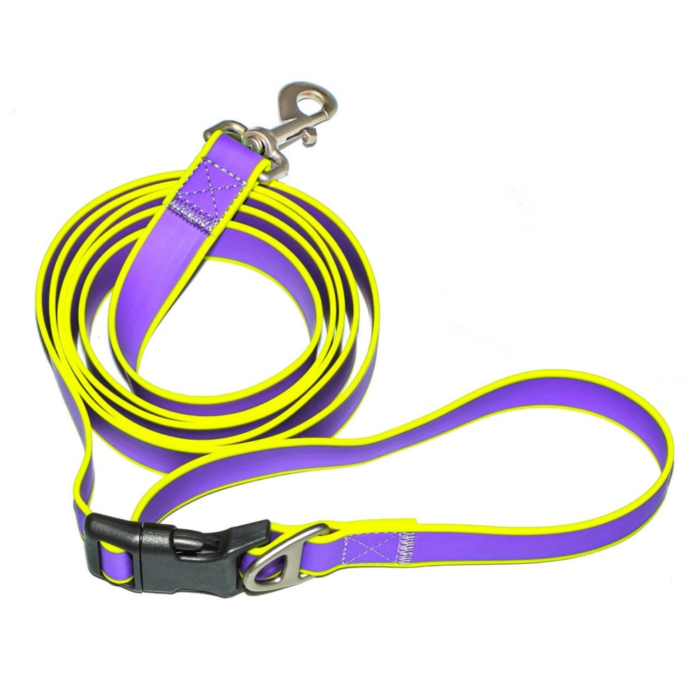 Waterproof PVC Coated Webbing Dog Leash with 360° Swivel Heavy Duty Zinc Buckle, Durable Pet Walking Training Lead for Medium Large Dogs, Multiple Bright Color Options