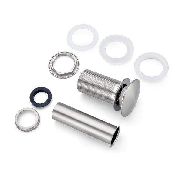 Pop Up Drain for Bathroom Sink, Brushed Nickel Stainless Steel Sink Drain Assembly, All Mounting Hardware Included, Fits Vessel Vanity Sinks