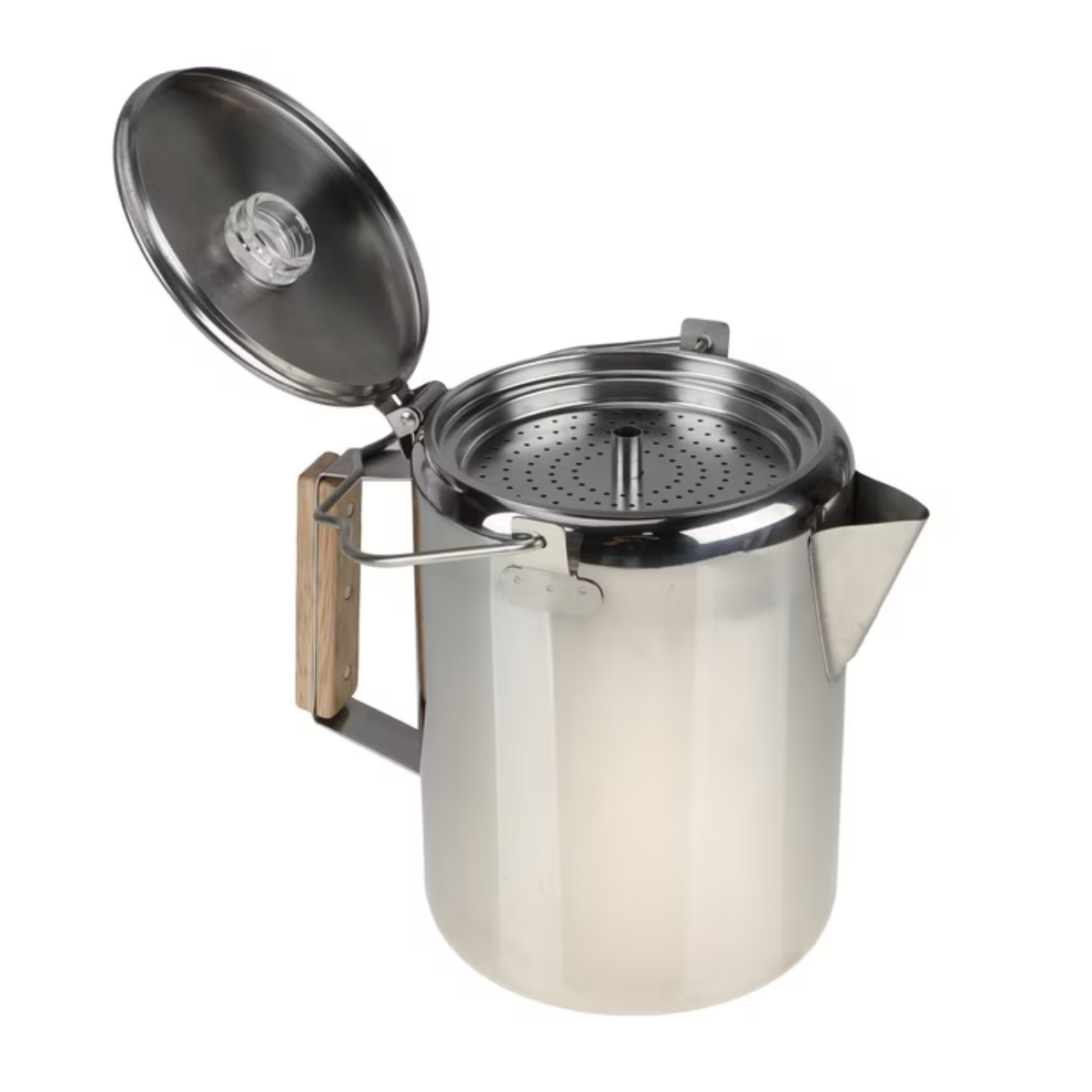 AEELLEEA 12-Cup Stainless Steel Camping Percolator Coffee Pot, Stovetop Coffee Maker with Wooden Handle for Camping Hiking
