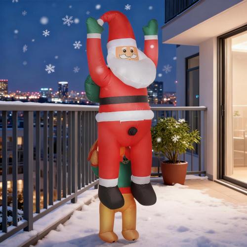AEELLEEA 7' Inflatable Santa Riding Reindeer Christmas Decoration with LED Lights, Outdoor Yard Holiday Decor
