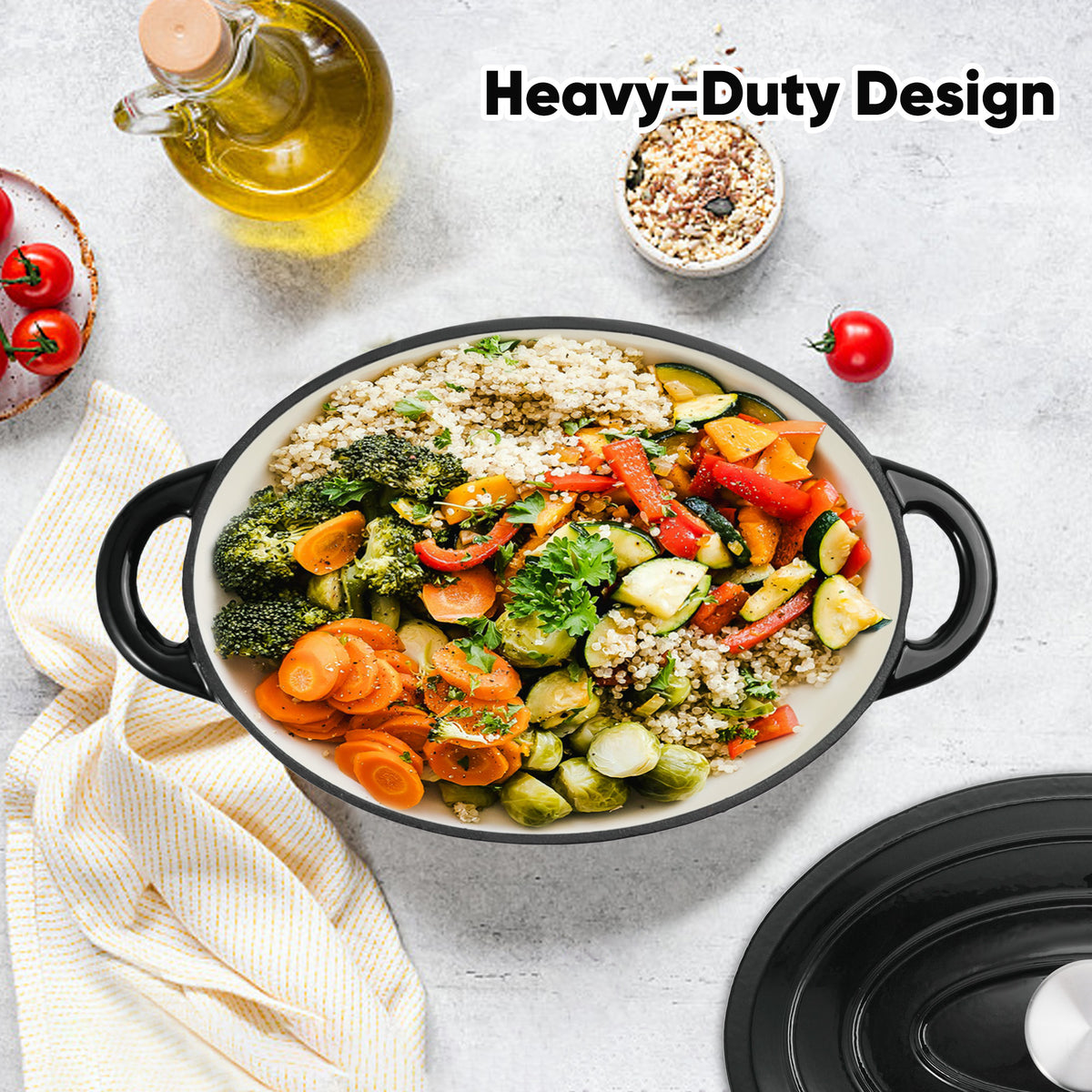 4.5 Quart Enameled Cast Iron Dutch Oven with Lid-Non-Stick Coating, Easy-to-Clean Oven Pot for Bread Baking, Stews, Roasting, Compatible with All Cooktops