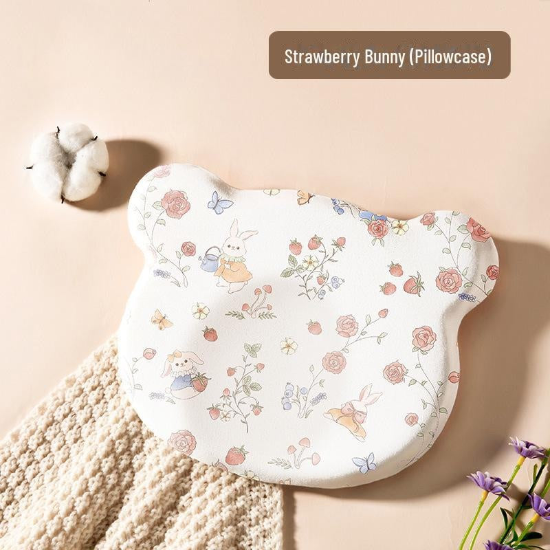 Baby Pillow for Newborn 0-6 Months & Toddler 1-3 Years, Memory Foam Infant Support Pillow, Anti-Flat Head Silicone Washable Cover