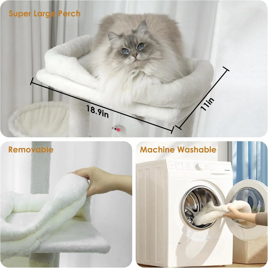 68 Inch Multi‑Level Cat Tree Tower, Cat Activity Center with Hammocks, Hanging Basket, Cat Condo, Removable Cushions & Sisal Scratching Posts