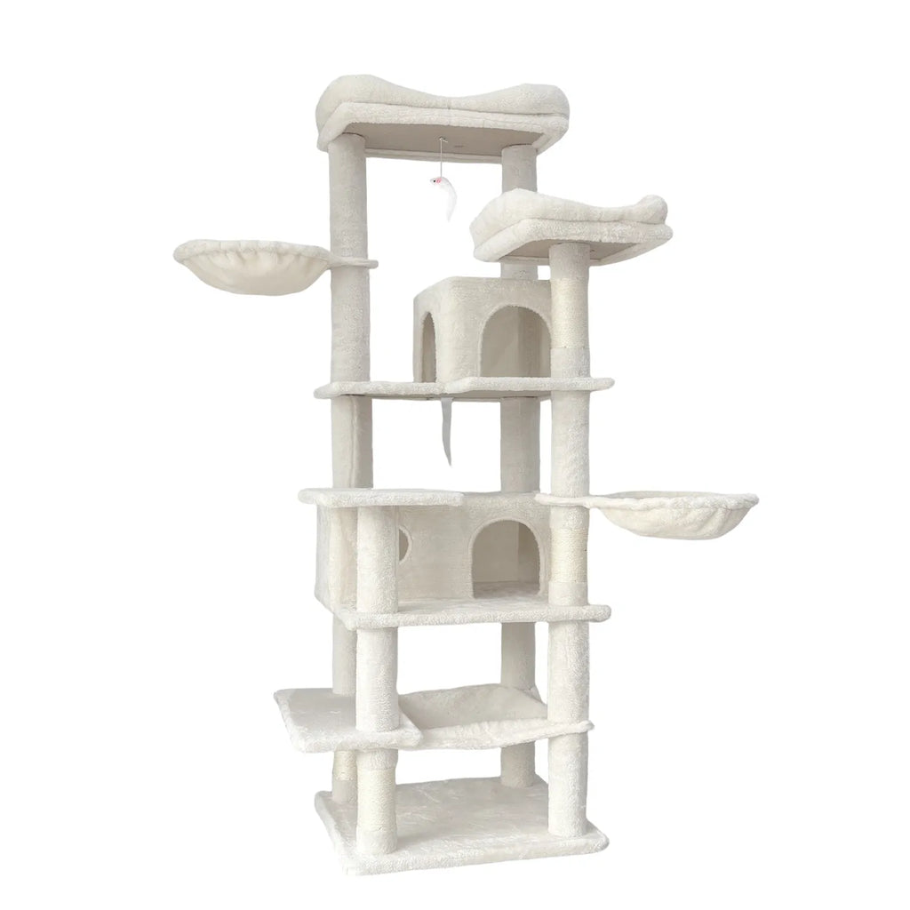 68 Inch Multi‑Level Cat Tree Tower, Cat Activity Center with Hammocks, Hanging Basket, Cat Condo, Removable Cushions & Sisal Scratching Posts