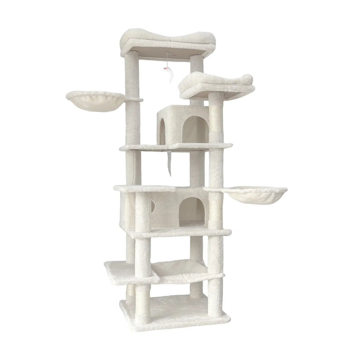 68 Inch Multi‑Level Cat Tree Tower, Cat Activity Center with Hammocks, Hanging Basket, Cat Condo, Removable Cushions & Sisal Scratching Posts