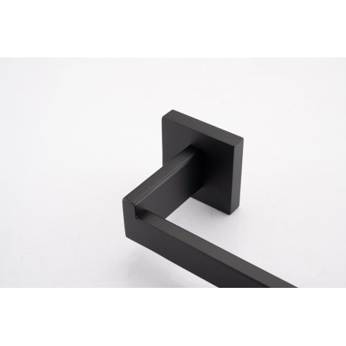 AEELLEEA 5-Piece Matte Black Bathroom Hardware Set, 23.82" Towel Bar Towel Ring Toilet Paper Holder 2 Robe Hooks Wall Mount Kit