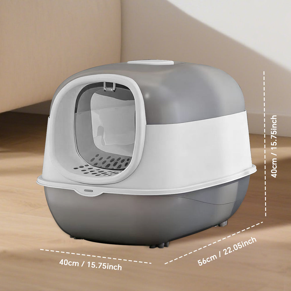 Foldable Cat Litter Box with Lid & Scoop – Middle Enclosed Anti-Splashing, Front Entry, Easy Clean for Home, Odor Control, Space-Saving for Indoor Cats