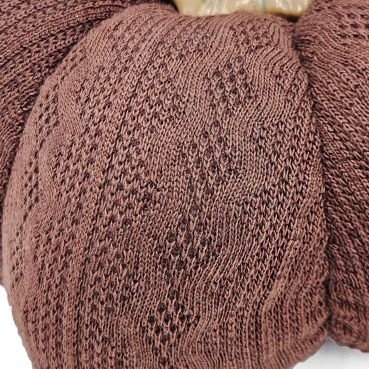 Set of 2 Dark Brown Knit Texture Pumpkin Ornaments, 8.3x8.3x5.3 Inch Tabletop Pumpkins for Fall Harvest, Thanksgiving & Autumn Farmhouse Home Decor