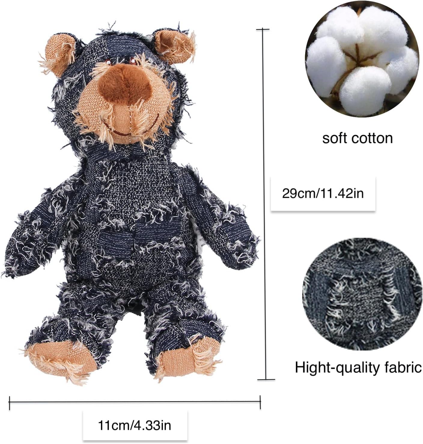 ZippyPaws Dog Companion for Heavy Chewers- Indestructible Robust Bear Dog Toy, Resistant Squeaky Dog Toys for Heavy Chewers