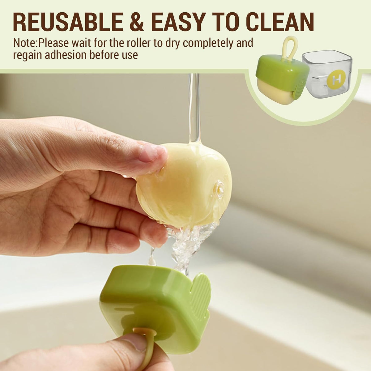2 Packs Mini Lint Roller Reusable Washable Pet Hair Remover, Portable Sticky Roller for Clothes, Furniture, Car Seats, Easy Clean for Household