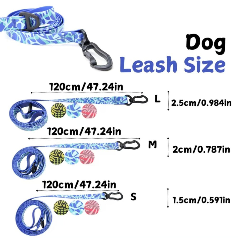 Tropical Print Dog Collar and Leash Set, Adjustable Quick Release Buckle Matching Pet Lead for Small Medium Large Dogs Walking