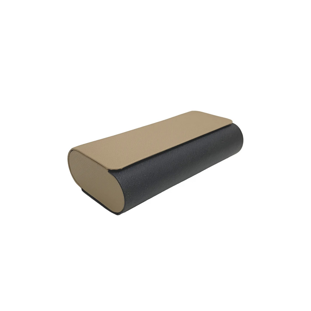 Hard Shell Double Glasses Case, 2 Pair Eyeglass Sunglasses Storage Box, Two-Tone Faux Leather Magnetic Closure Eyewear Holder