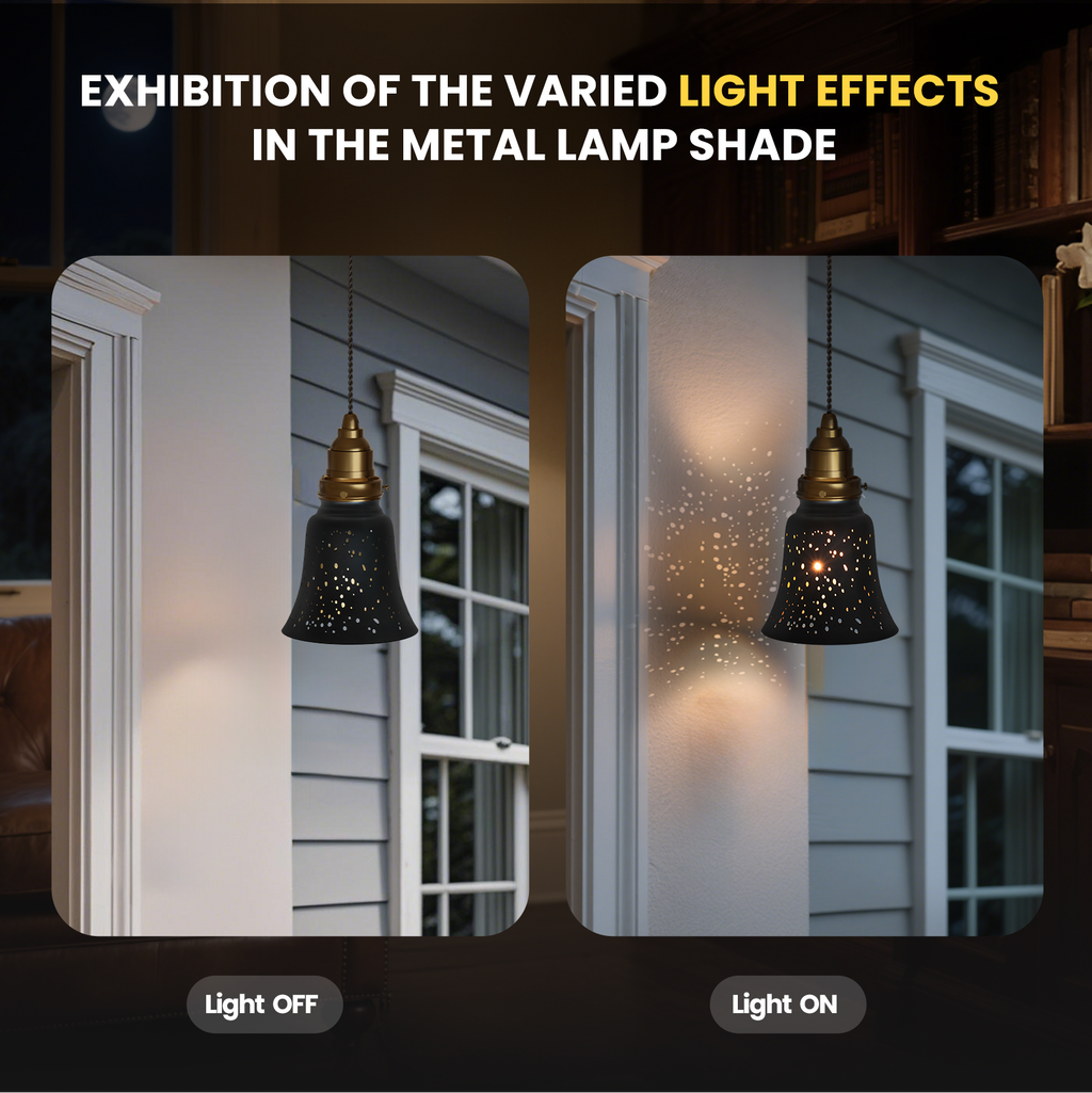 Globes Shades 3-Pack Starlight Etched Metal Lamp Shade Black Gold  4.72" for Pendant, Sconce, Ceiling Fan
