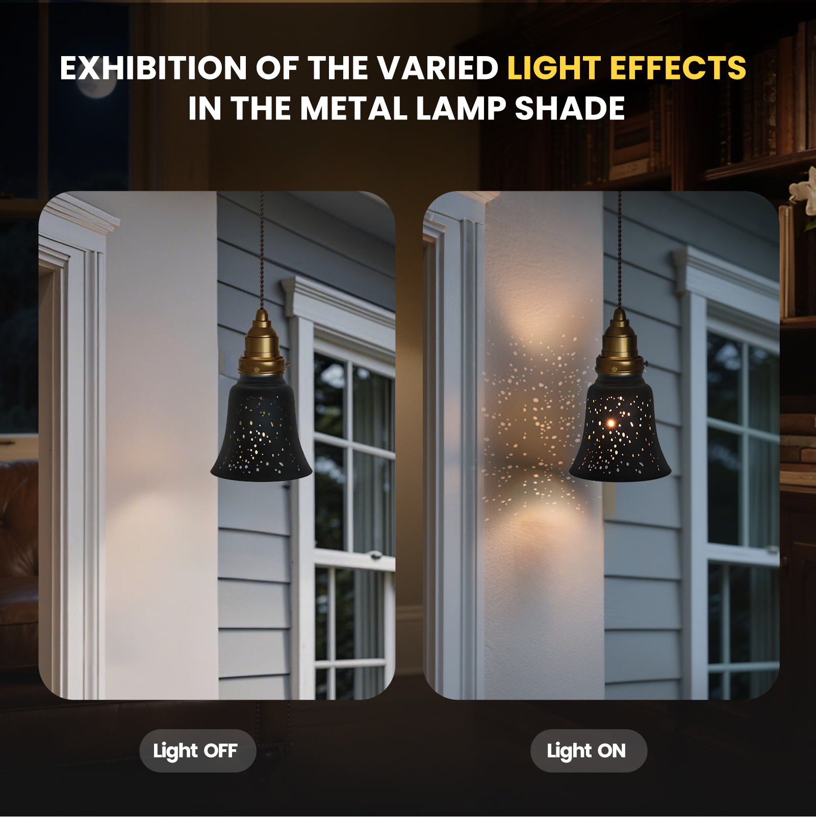 Globes Shades 3-Pack Starlight Etched Metal Lamp Shade Black Gold  4.72" for Pendant, Sconce, Ceiling Fan