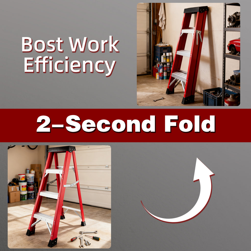 Fiberglass ladder, single-sided stepladder for electrical engineering ladder construction insulation ladder with a load capacity of 330 pounds