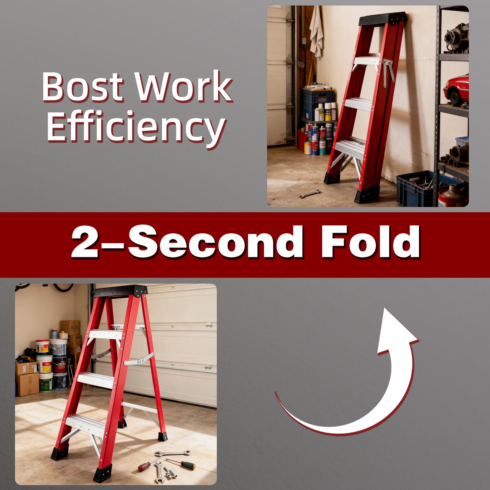 Fiberglass ladder, single-sided stepladder for electrical engineering ladder construction insulation ladder with a load capacity of 330 pounds