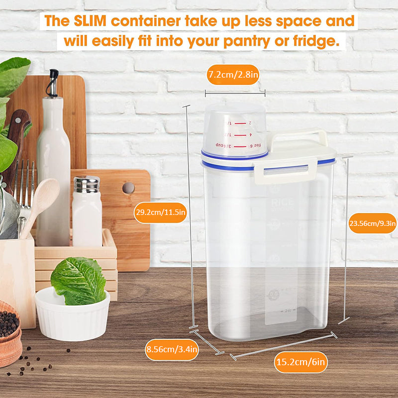Airtight Cereal Containers Set of 4, 2.5L Plastic Food Storage Containers with Dispenser & Measuring Cup, Leakproof Canisters for Rice Flour Grain Oatmeal, Dry Pantry & Pet Cat Dog Food