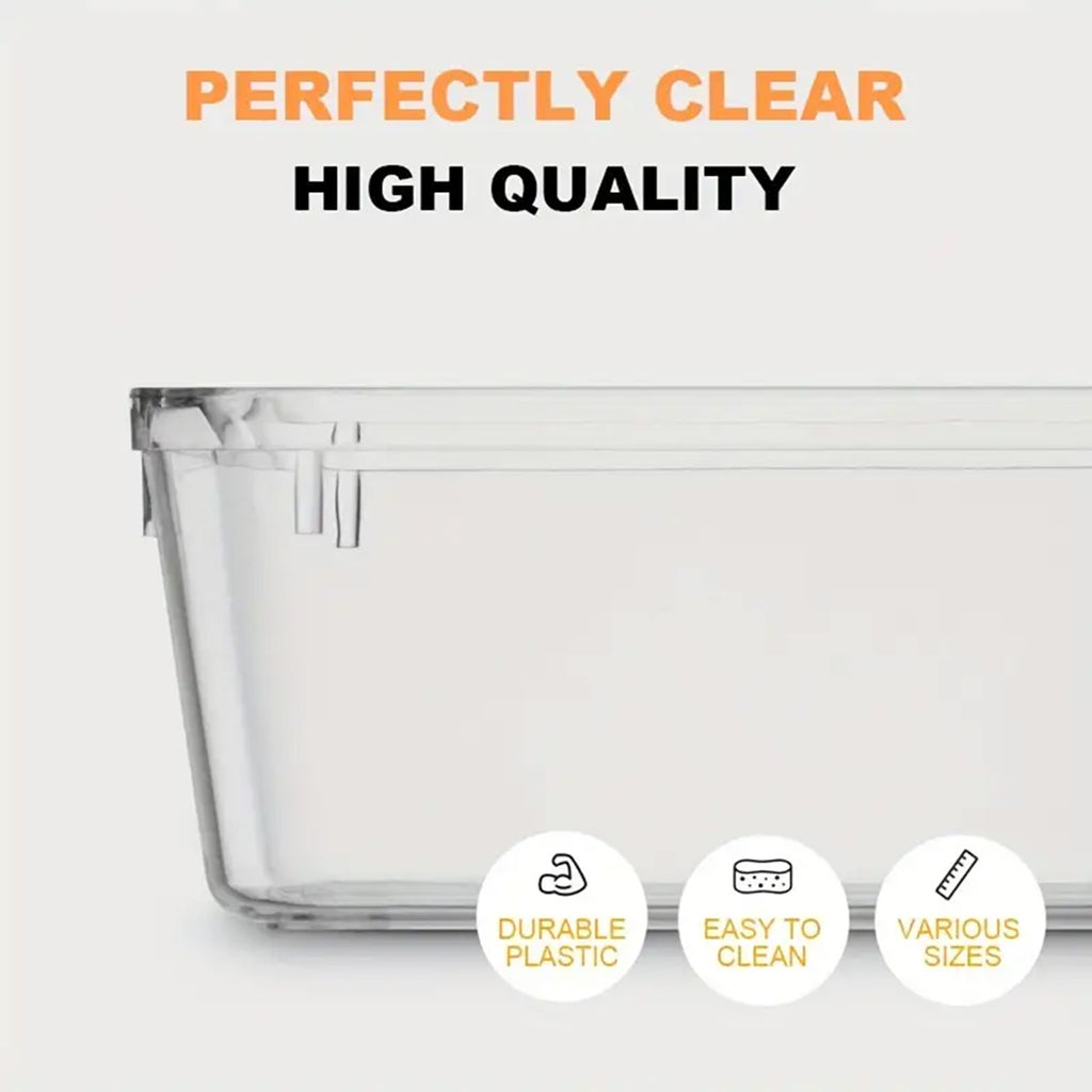 25 Pack Clear Plastic Drawer Organizer Trays, 4 Size Storage Bins with Non-Slip Mats, Multi-Use Drawer Dividers for Vanity Makeup, Jewelry, Kitchen Utensils, Bathroom & Office Desk Storage
