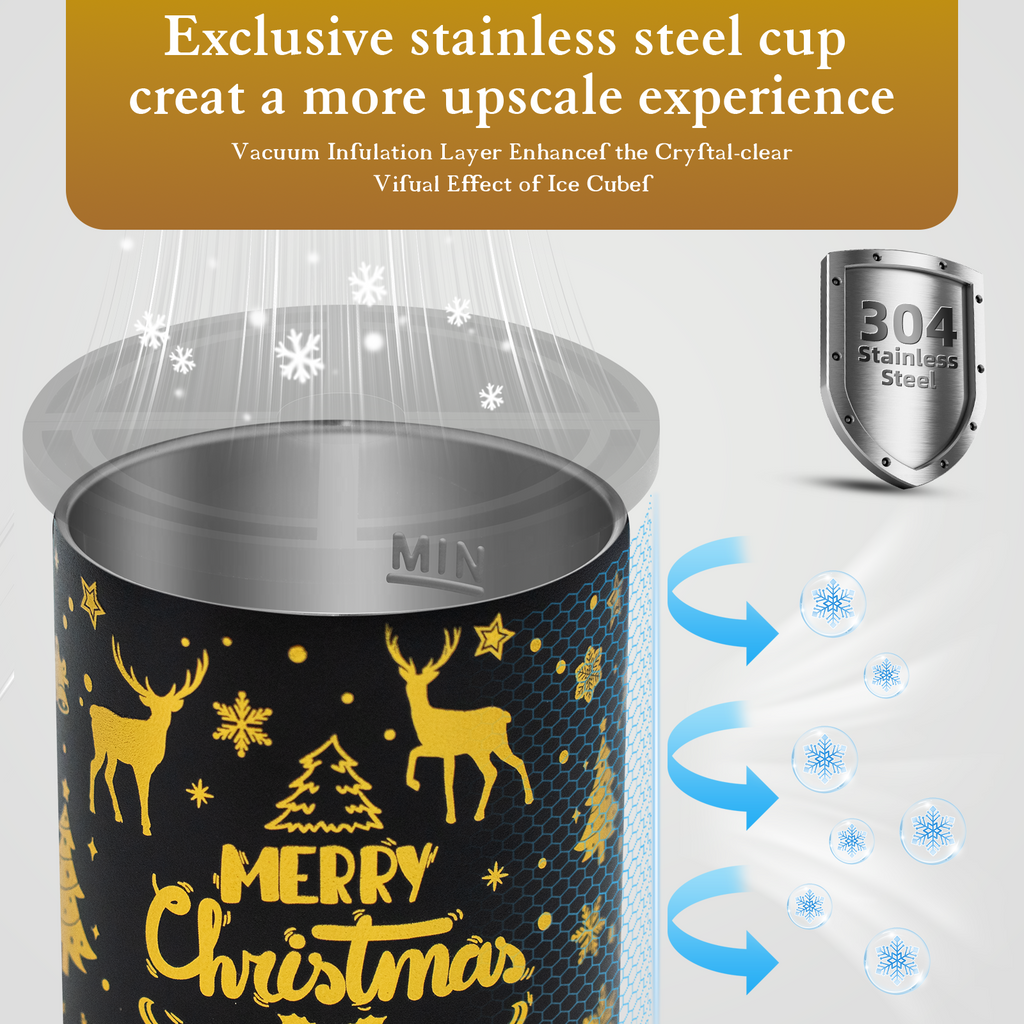 2.5 Inch Stainless Steel Clear Ice Ball Maker Set, Food Grade Silicone Ice Sphere Mold for Whiskey Bourbon Cocktails, Christmas Holiday Gift Box for Men Home Bar