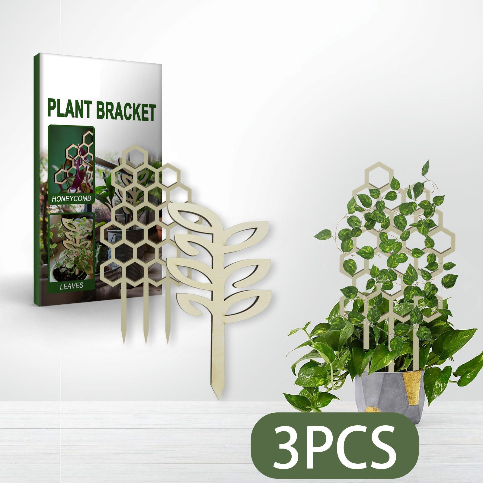 Wooden Plant Trellis for Potted Plants, 3 Pack Small Lattice Plant Support Frame for Climbing Vines, Ivy, Houseplants Indoor Garden Decor