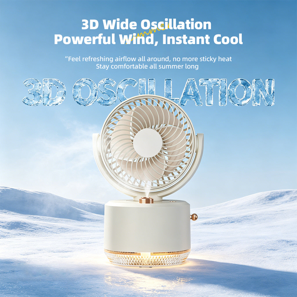 Misting Fan with 300ml Water Tank, Battery Operated Small Powerful USB Desk Fan with LED Color Lights,Portable Fan Rechargeable - Ideal for Outdoor Camping, Makeup, Home and Office Use (White)