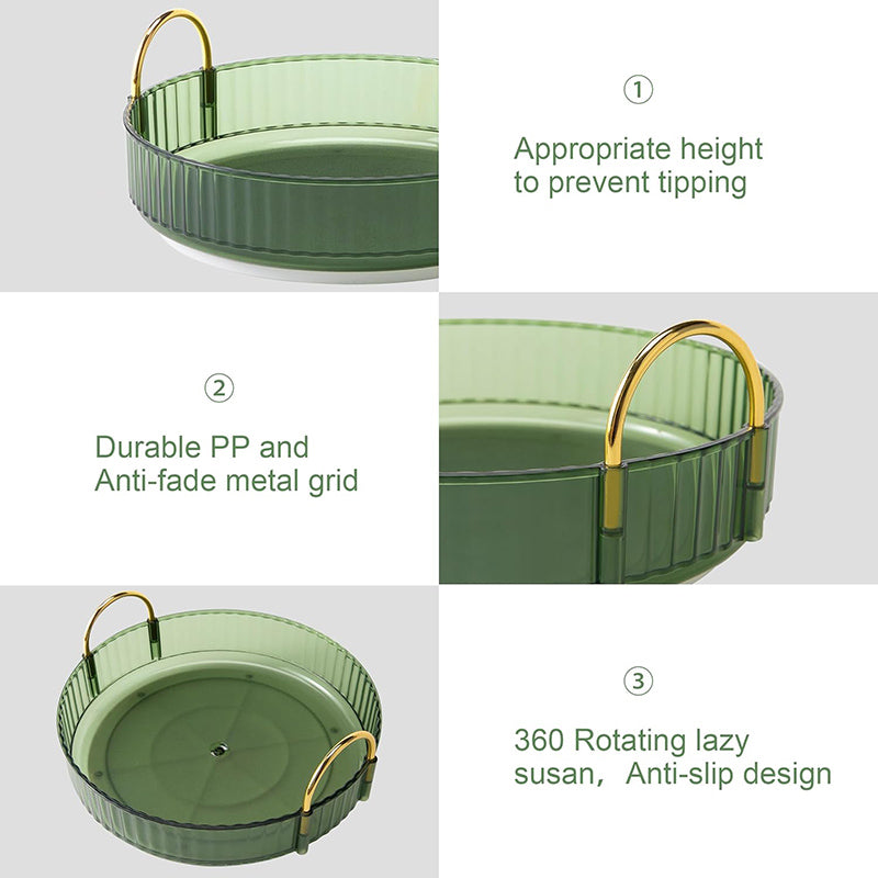 360° Rotating Makeup Organizer, 2-Tier Vanity Organizer for Skincare and Cosmetics, Spinning Perfume Holder, Bathroom Counter Storage, Green