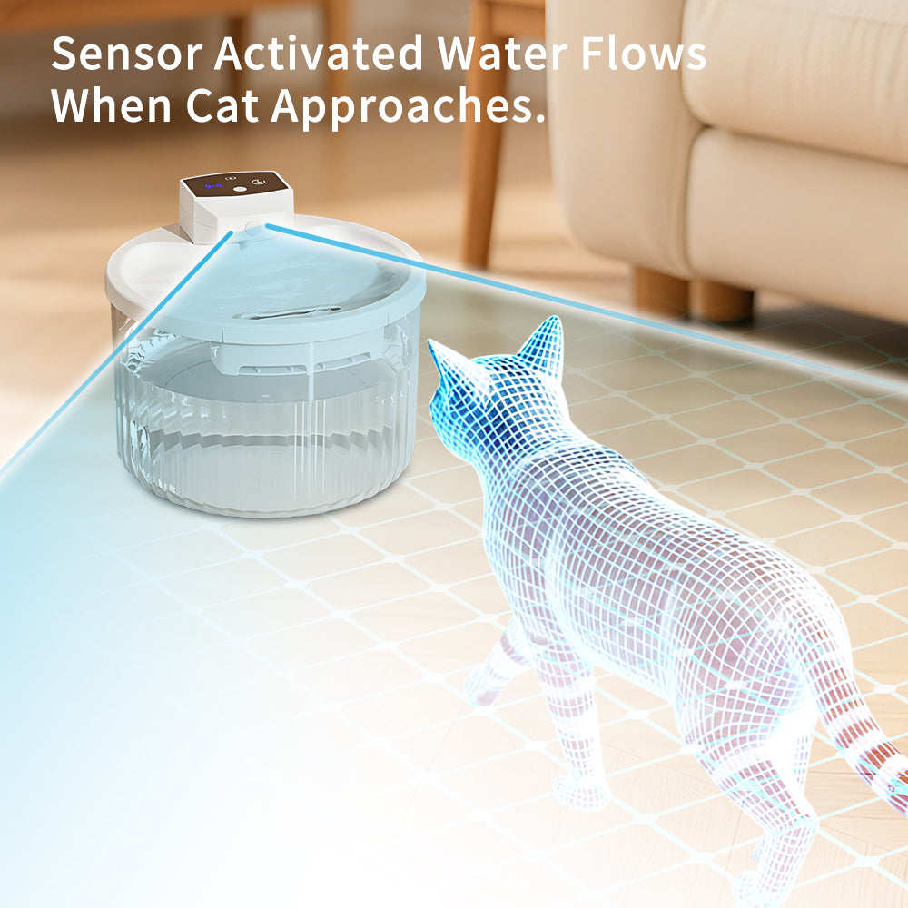 Automatic Cat Water Fountain – 2000mL Transparent Tank with Motion Sensor, No Daily Refills Needed, Leak-Proof Quiet Pump Design