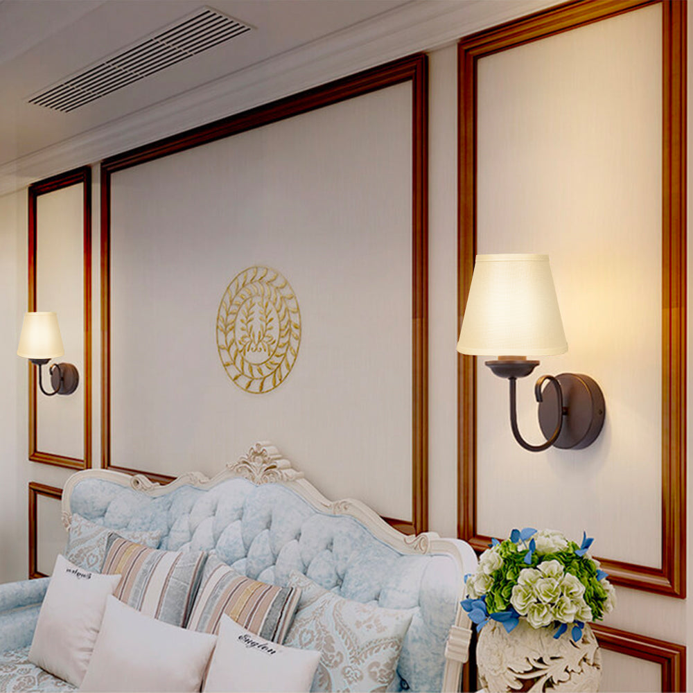 White Clip-On Linen Lamp Shades 5"×8"×7", Fabric Replacement Shades for Wall Sconces & Chandeliers
