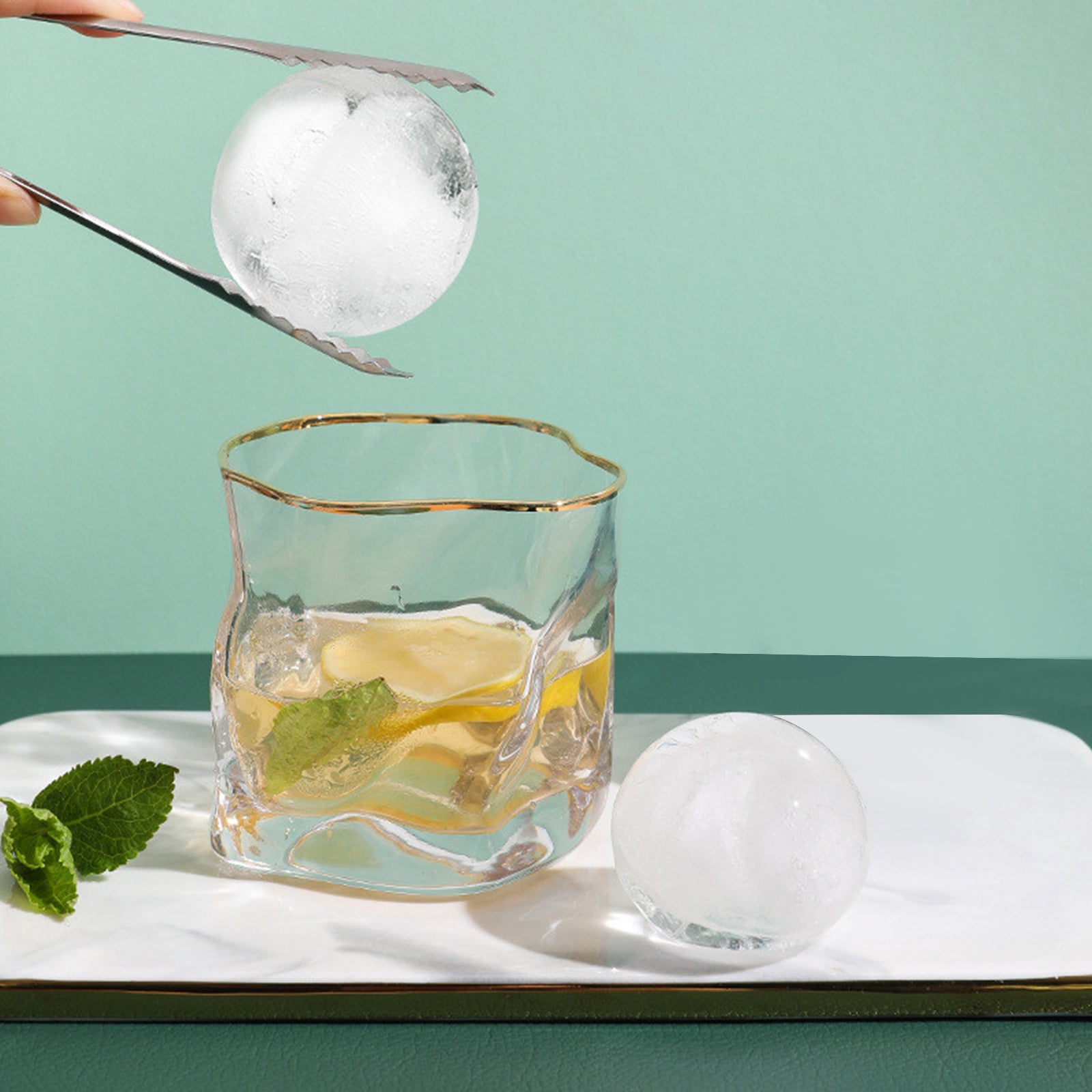 2.5" Large Round Ice Ball Mold with Container & Tongs, 8 Pack Big Sphere Ice Cube Tray for Whiskey Bourbon Cocktail