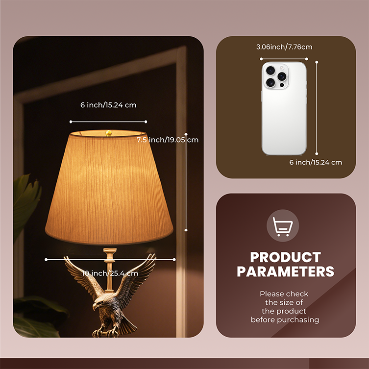 ALUCSET 6x10x7.5 Inch Handcrafted Linen Paper Barrel Lampshade, Spider Fitter for Table & Floor Lamp