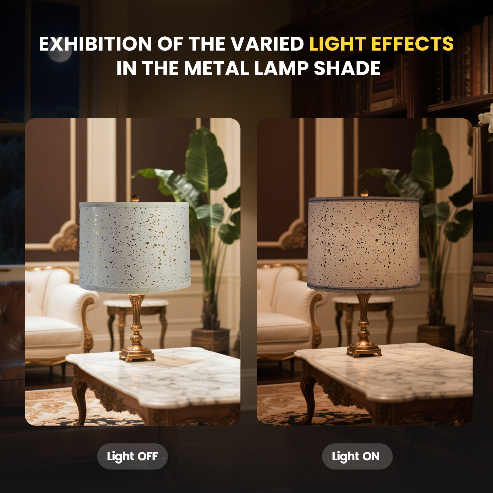 ALUCSET White Gold Speckled Drum Lamp Shade 13"×10", 2-Pack Spider Fitter Replacement Shade for Table & Floor Lamps